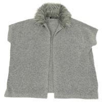 Šedý pletený cardigan s kožešinou George