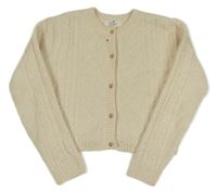 Smetanový propínací crop svetr s 3D vzorem H&M