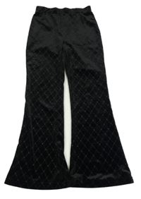 Černé žebrované flare kalhoty