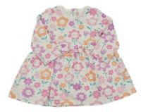 Bílo-růžové květované bavlněné šaty