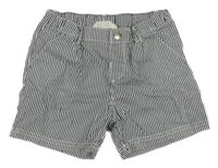 Tmavomodro-bílé pruhované plátěné kraťasy H&M