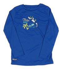 Modré UV triko se žralokem Decathlon