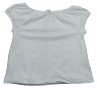 Bílé krajkové crop tričko s lodičkovým výstřihem zn. H&M