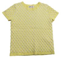 Bílo-žluté pletené tričko s puntíky zn. H&M