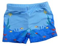 Světlemodro-modré nohavičkové plavky s mořskými živočichy 