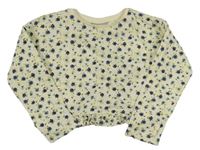 Smetanové crop triko s kytičkami Matalan