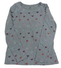 Šedé melírované triko se srdíčky H&M