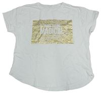 Bílé oversized tričko s nápisem Zara 