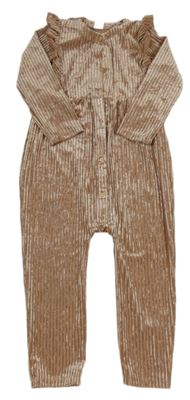 Starorůžový sametový žebrovaný overal s volánky H&M