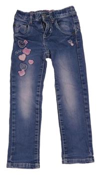 Modro-růžové rifle se srdíčky a kočkami Kiki&Koko