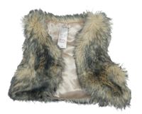 Broskvovo-šedá kožešinová podšitá vesta C&A