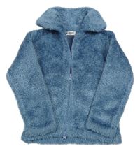 Modrá chlupatá propínací mikina se stojáčkem X-mail