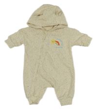 Béžovo-modrá melírovaná tepláková kombinéza s duhou a kapucí George