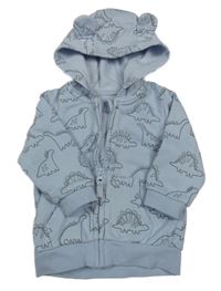 Světlemodrá propínací mikina s dinosaury a kapucí George 