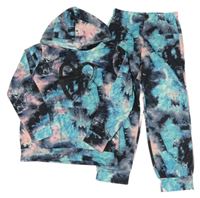 2set - Barevná batikovaná mikina se srdíčkem a kapucí + tepláky