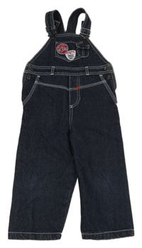 Tmavomodré laclové rifle s nášivkami 