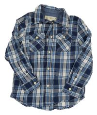 Tmavmodro-modro-bílá kostkovaná košile H&M