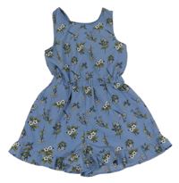 Světlemodrý kytičkovaný letní overal Next 