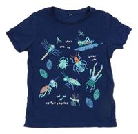 Tmavomodré tričko s hmyzem C&A