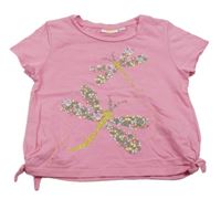 Růžové crop tričko s vážkami Kids