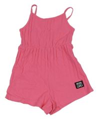 Růžový žebrovaný kraťasový overal Shein