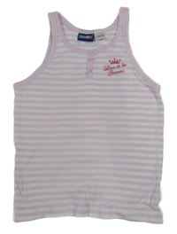 Světlerůžovo-bílý pruhovaný top s nápisem Lupilu