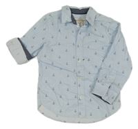 Světlemodrá proužkovaná košile s kotvami H&M