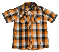 Černo-oranžovo-bílá kostkovaná košile C&A