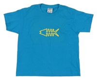 Tyrkysové tričko s rybičkou Fruit of the Loom