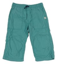 Tyrkysové plátěné capri kalhoty H&M