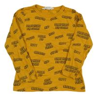 Okrové triko s nápisy H&M