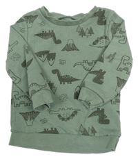 Zelenošedá mikina s dinosasury Matalan