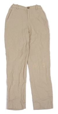 Béžové lněné chino kalhoty H&M