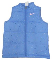 Modrá šusťáková prošívaná zateplená vesta s logy Nike