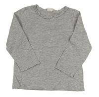 Šedé melírované triko s kanýrkem a volánky H&M