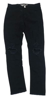 Černé skinny fit rifle s děravými koleny H&M
