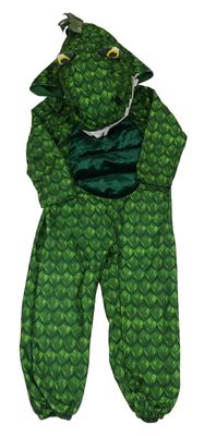 Kostým - Zeleno-tmavozelená kombinéza s kapucí - dinosaurus F&F