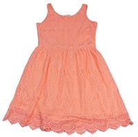Neonově lososové krajkové šaty H&M
