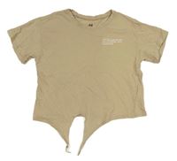 Béžové crop tričko s nápisy H&M