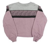 Starorůžovofialovo-černo-šedá crop mikina se vzorem George