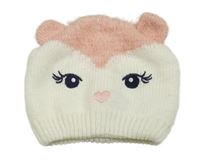 Smetanovo-světlerůžová čepice s očima a oušky dopodopo