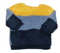 Modro-tmavomodro/žlutá plyšová mikina Ergee