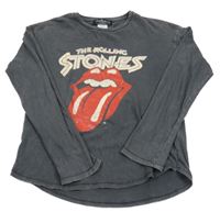 Tmavošedé šisované triko s potiskem - The Rolling Stones ZARA
