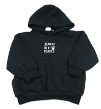 Černá oversize mikina s nápisy a kapsou a kapucí ZARA