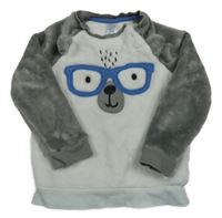 Bílo-šedá plyšová mikina s medvídkem C&A