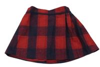 Červeno-tmavomodrá kostkovaná teplá sukně F&F