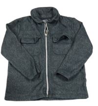 Tmavomodro-bílá kostkovaná vzorovaná melírovaná propínací mikina s límečkem Matalan