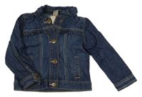 Tmavomodrá riflová bunda s volánky a límečkem Tu