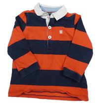 Červeno-tmavomodrá pruhovaná mikina s límečkem MAINE