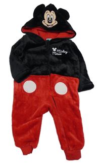 Černo-červená plyšová kombinéza s kapucí - Mickey Disney